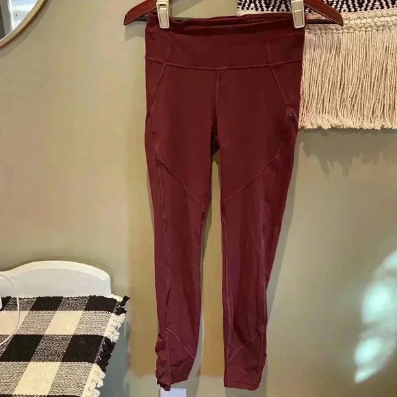 LULULEMON RARE RAIN ON TRAIN ON TIGHT LEGGINGS IN REDWOOD COLOR SIZE 6 - Picture 6 of 9